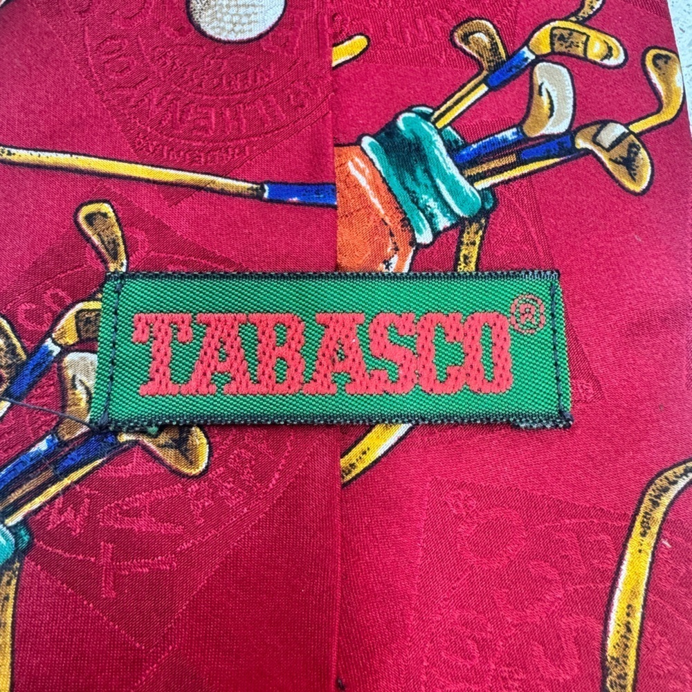 Vintage Tabasco Golf Red Silk Tie - Picture 4 of 7